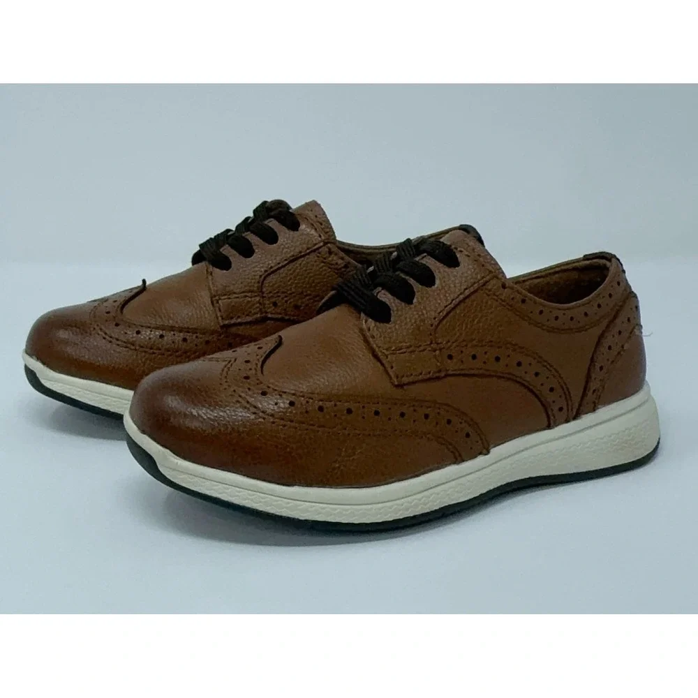 Florsheim Great Lakes Wingtip Oxford Dress Shoes Boys Size 11M Cognac Brown